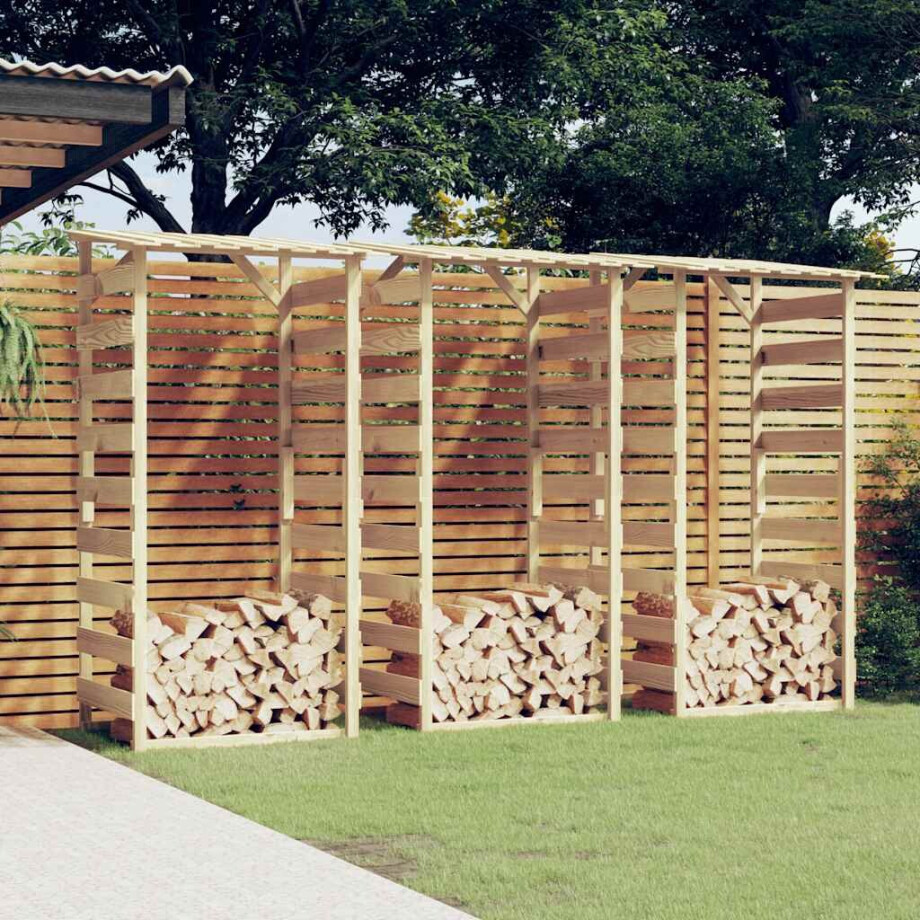 vidaXL Pergola's met dak 3 st 100x90x200 cm geïmpregneerd grenenhout afbeelding 1