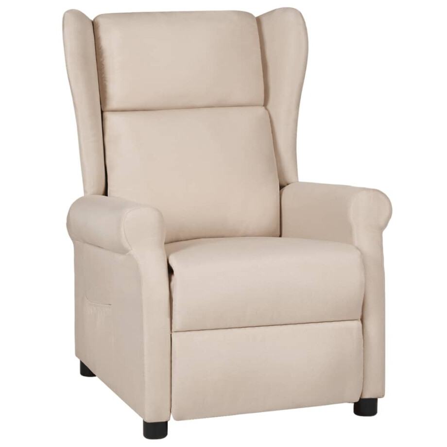vidaXL Fauteuil verstelbaar stof crèmekleurig afbeelding 1