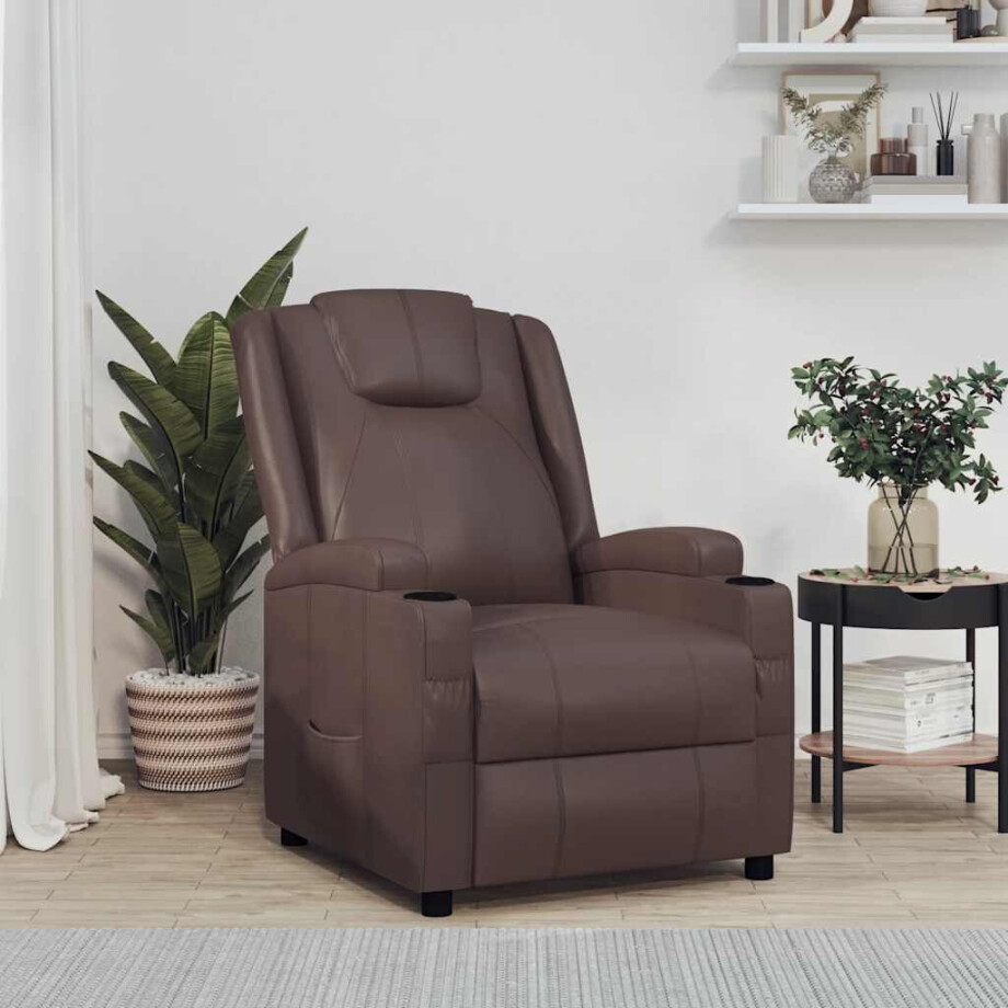 vidaXL Fauteuil verstelbaar kunstleer bruin afbeelding 1