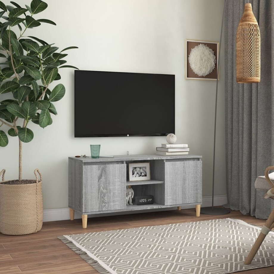 vidaXL Tv-meubel met houten poten 103,5x35x50 cm grijs sonoma eiken afbeelding 1