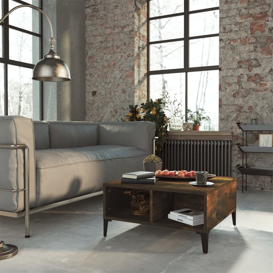 vidaXL Salontafel 60x60x30 cm bewerkt hout gerookt eikenkleurig afbeelding 1