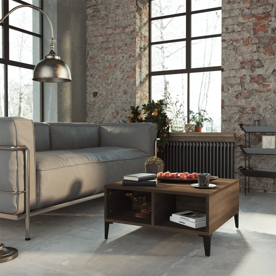 vidaXL Salontafel 60x60x30 cm spaanplaat bruin eikenkleur afbeelding 1