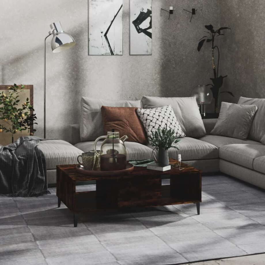 vidaXL Salontafel 103,5x60x35 cm bewerkt hout gerookt eikenkleurig afbeelding 1