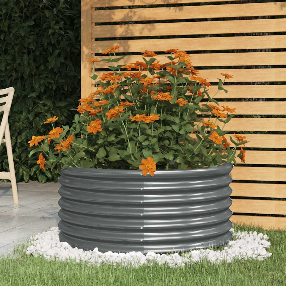 vidaXL Plantenbak 80x80x36 cm gegalvaniseerd staal antracietkleurig afbeelding 1