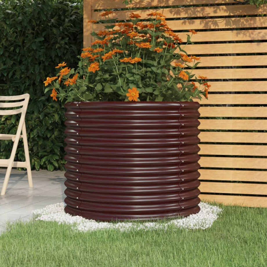 vidaXL Plantenbak 80x80x68 cm gepoedercoat staal bruin afbeelding 1