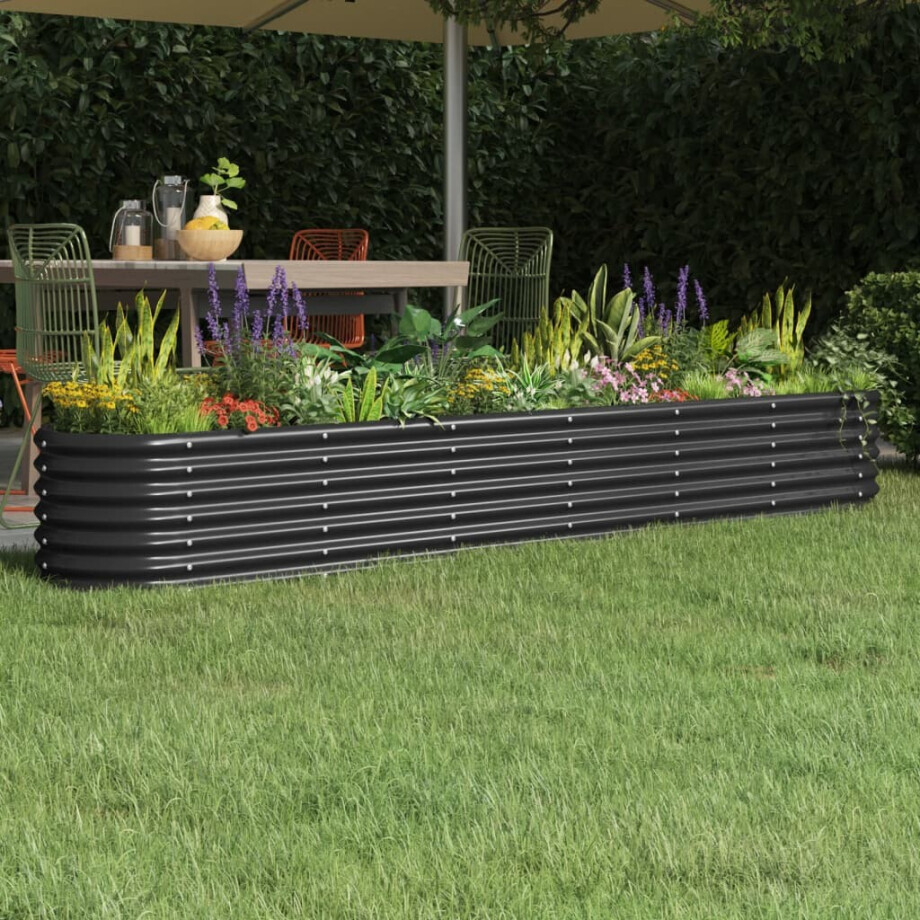 vidaXL Plantenbak 260x40x36 cm gegalvaniseerd staal antracietkleurig afbeelding 1