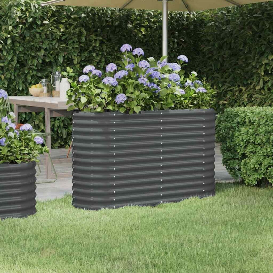 vidaXL Plantenbak 114x40x68 cm gegalvaniseerd staal antracietkleurig afbeelding 1