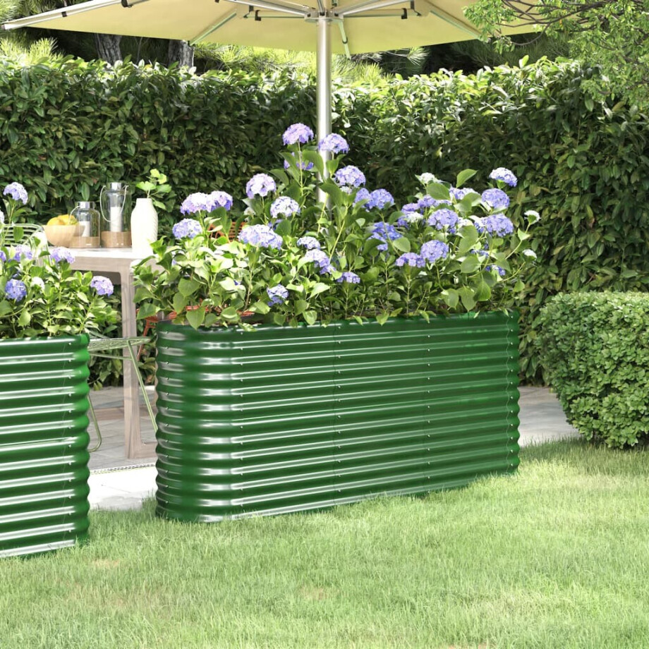 vidaXL Plantenbak 152x40x68 cm gegalvaniseerd staal groen afbeelding 1