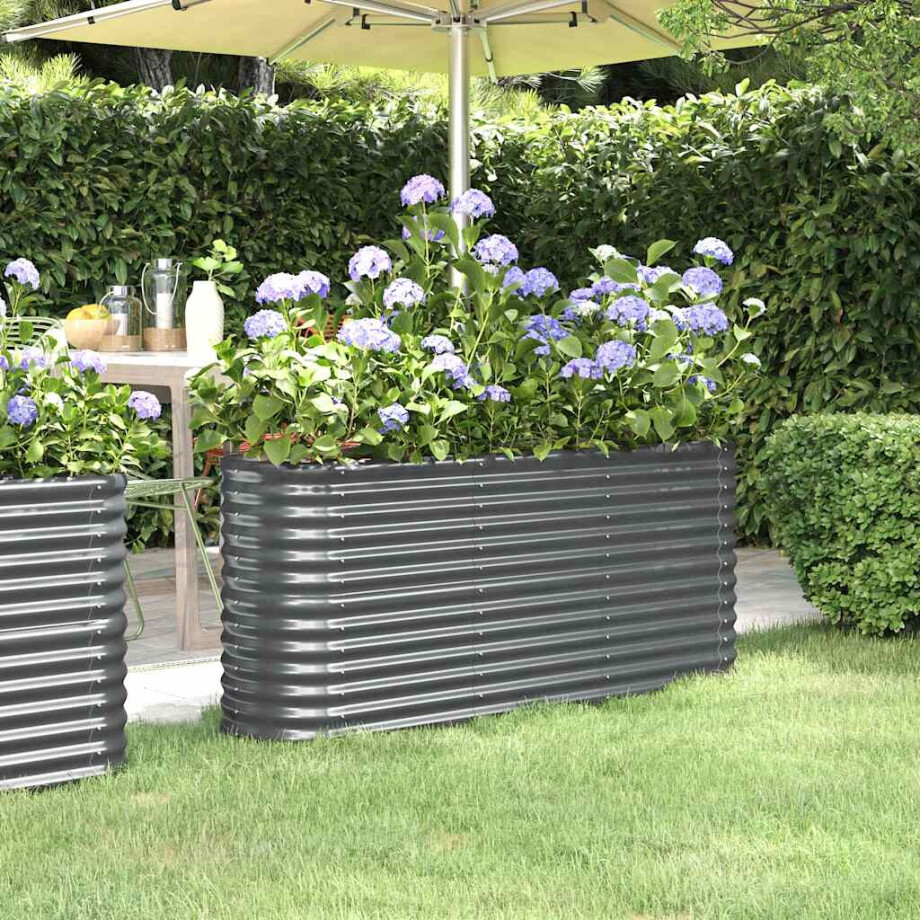 vidaXL Plantenbak 152x40x68 cm gegalvaniseerd staal antracietkleurig afbeelding 1