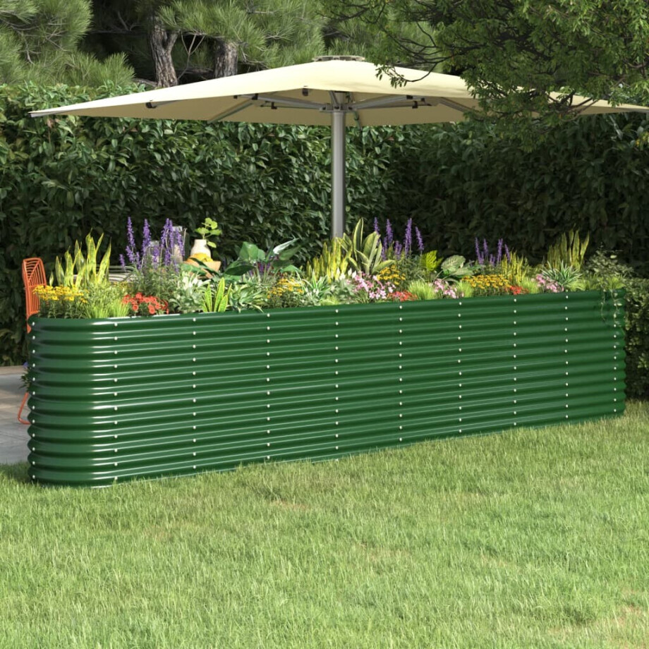 vidaXL Plantenbak 332x40x68 cm gepoedercoat staal groen vidaXL Plantenbak 332x40x68 cm gepoedercoat staal groen afbeelding 1