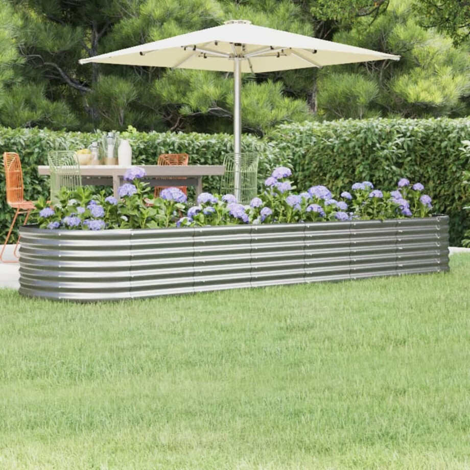 vidaXL Plantenbak 296x80x36 cm gegalvaniseerd staal zilverkleurig afbeelding 1
