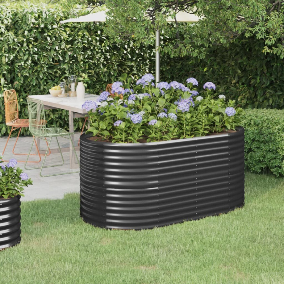vidaXL Plantenbak 152x80x68 cm gegalvaniseerd staal antracietkleurig afbeelding 1