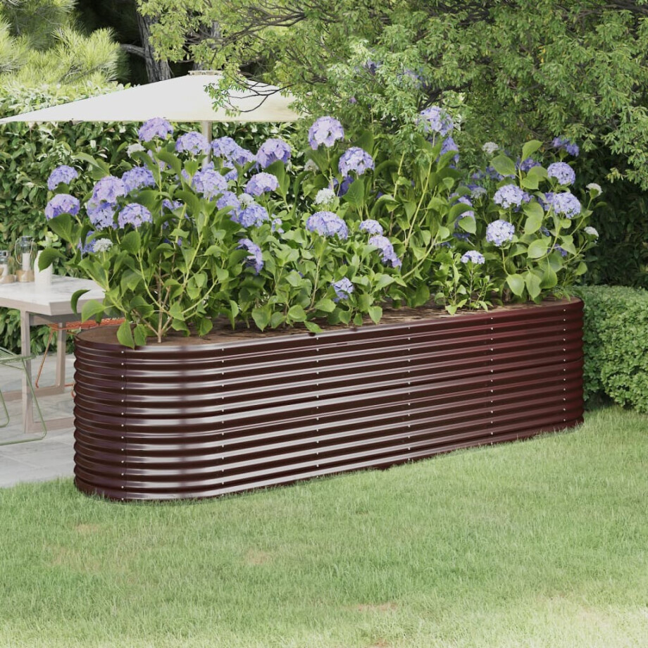 vidaXL Plantenbak 296x80x68 cm gegalvaniseerd staal bruin afbeelding 1