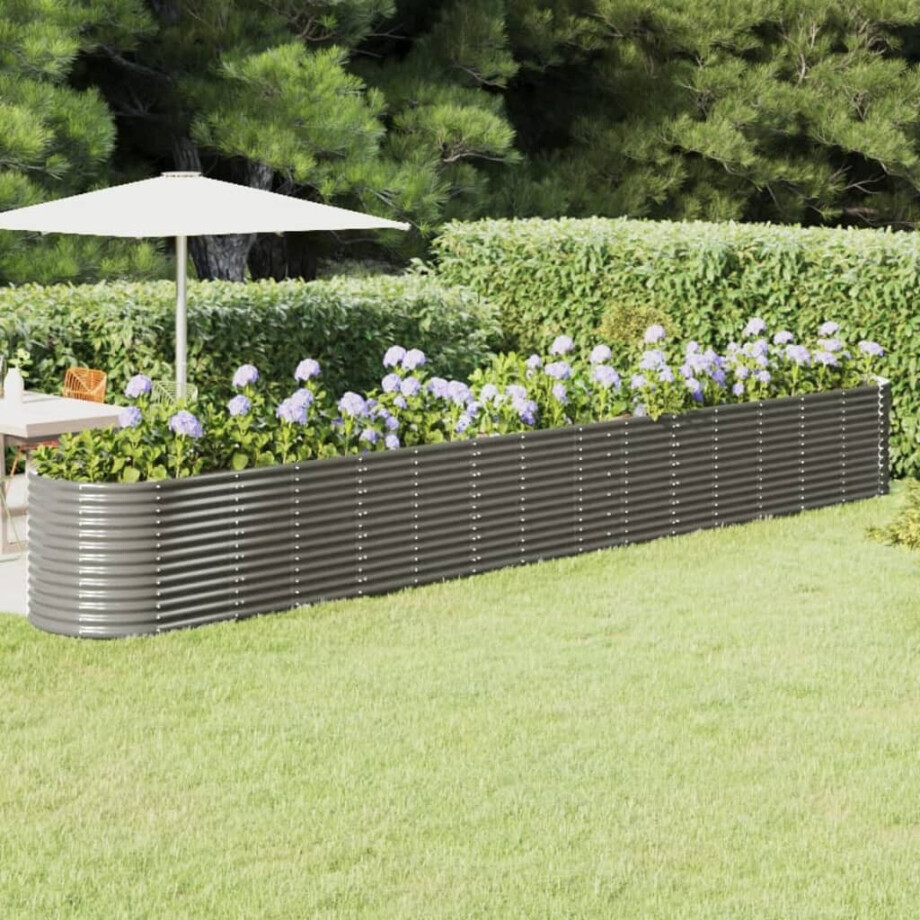 vidaXL Plantenbak 620x80x68 cm gepoedercoat staal grijs afbeelding 1