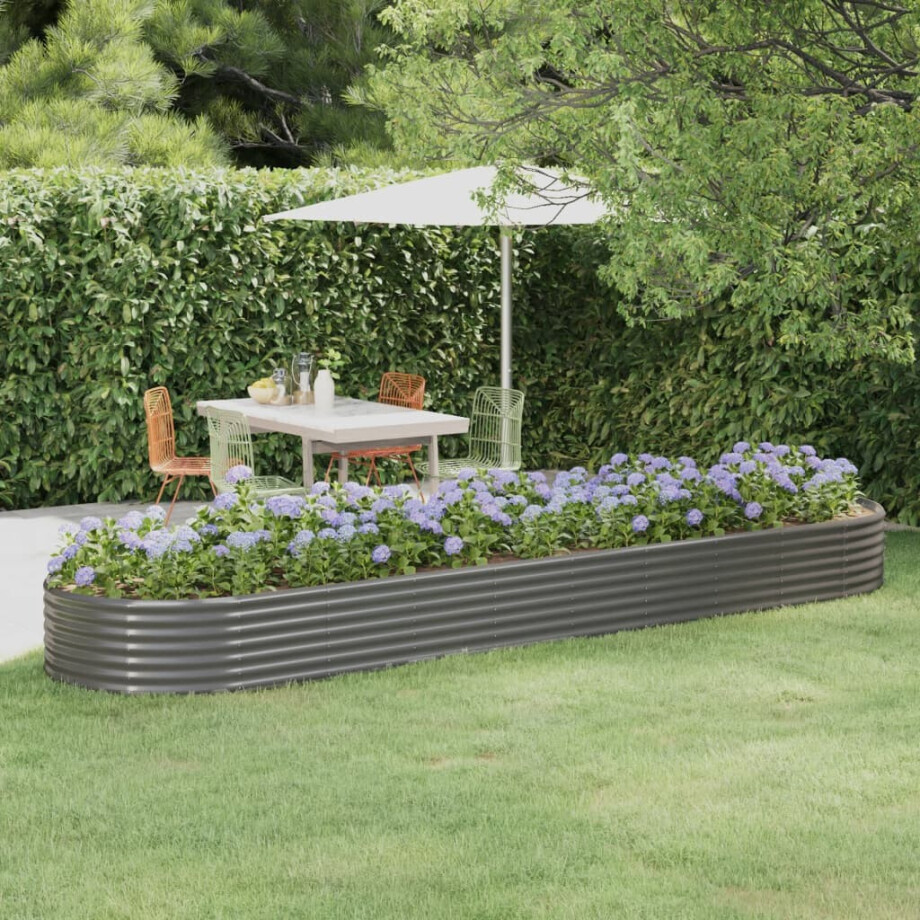 vidaXL Plantenbak 396x100x36 cm gegalvaniseerd staal grijs afbeelding 1