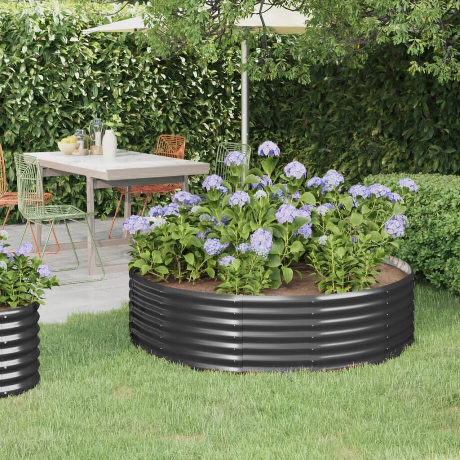 vidaXL Plantenbak 140x140x36 cm gegalvaniseerd staal antracietkleurig afbeelding 1
