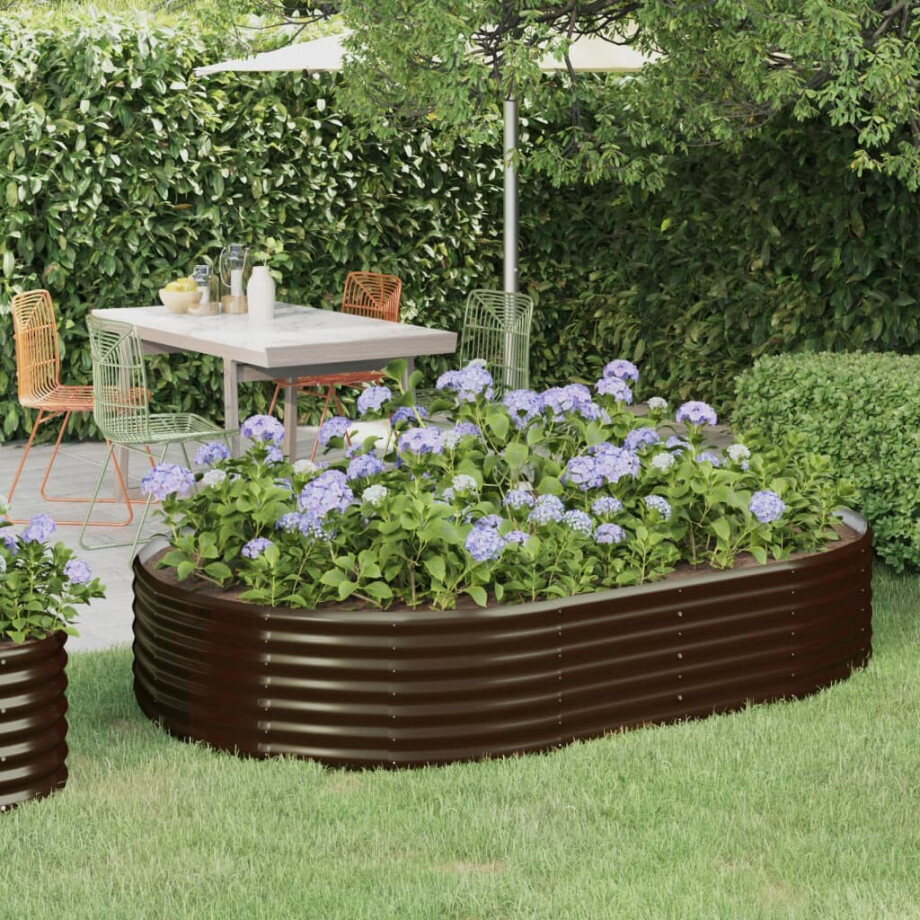 vidaXL Plantenbak 214x140x36 cm gegalvaniseerd staal bruin afbeelding 1