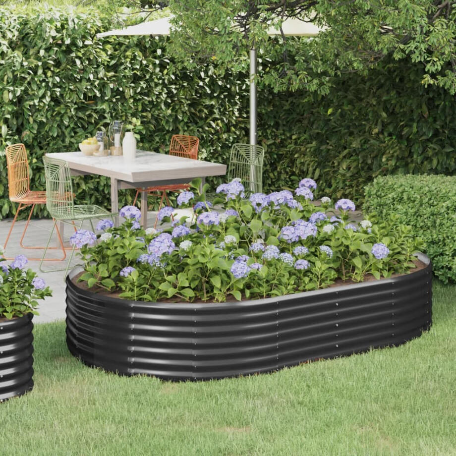 vidaXL Plantenbak 214x140x36 cm gegalvaniseerd staal antracietkleurig afbeelding 1
