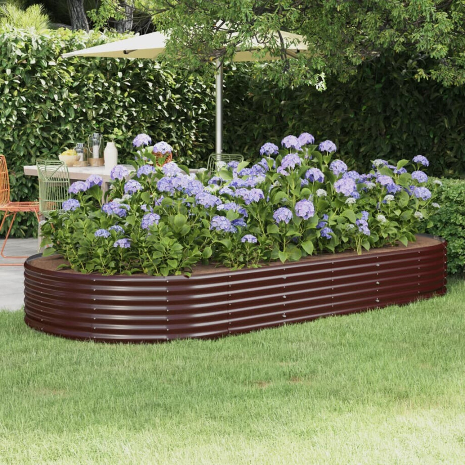 vidaXL Plantenbak 296x140x36 cm gegalvaniseerd staal bruin afbeelding 1