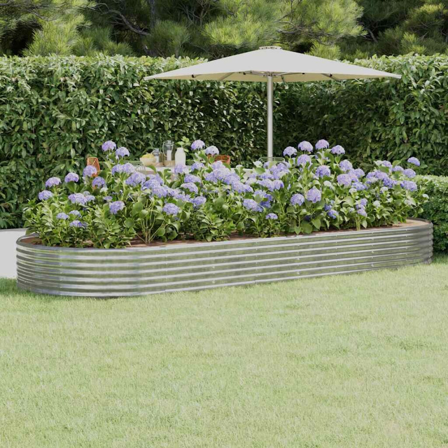 vidaXL Plantenbak 373x140x36 cm gegalvaniseerd staal zilverkleurig afbeelding 1