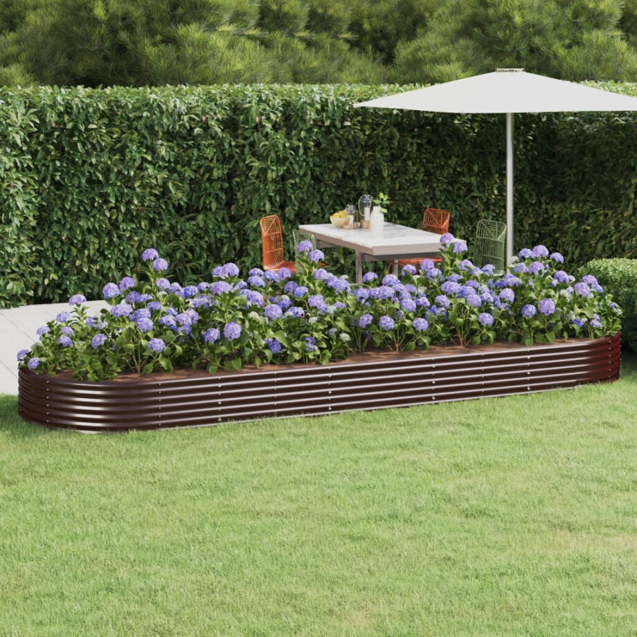 vidaXL Plantenbak 450x140x36 cm gegalvaniseerd staal bruin afbeelding 1