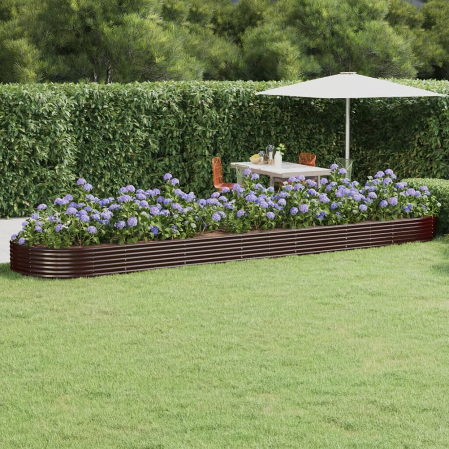 vidaXL Plantenbak 600x140x36 cm gegalvaniseerd staal bruin afbeelding 1