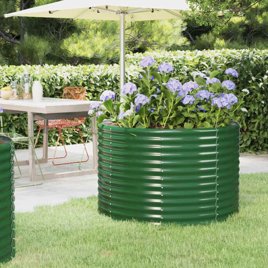 vidaXL Plantenbak 100x100x68 cm gegalvaniseerd staal groen afbeelding 1