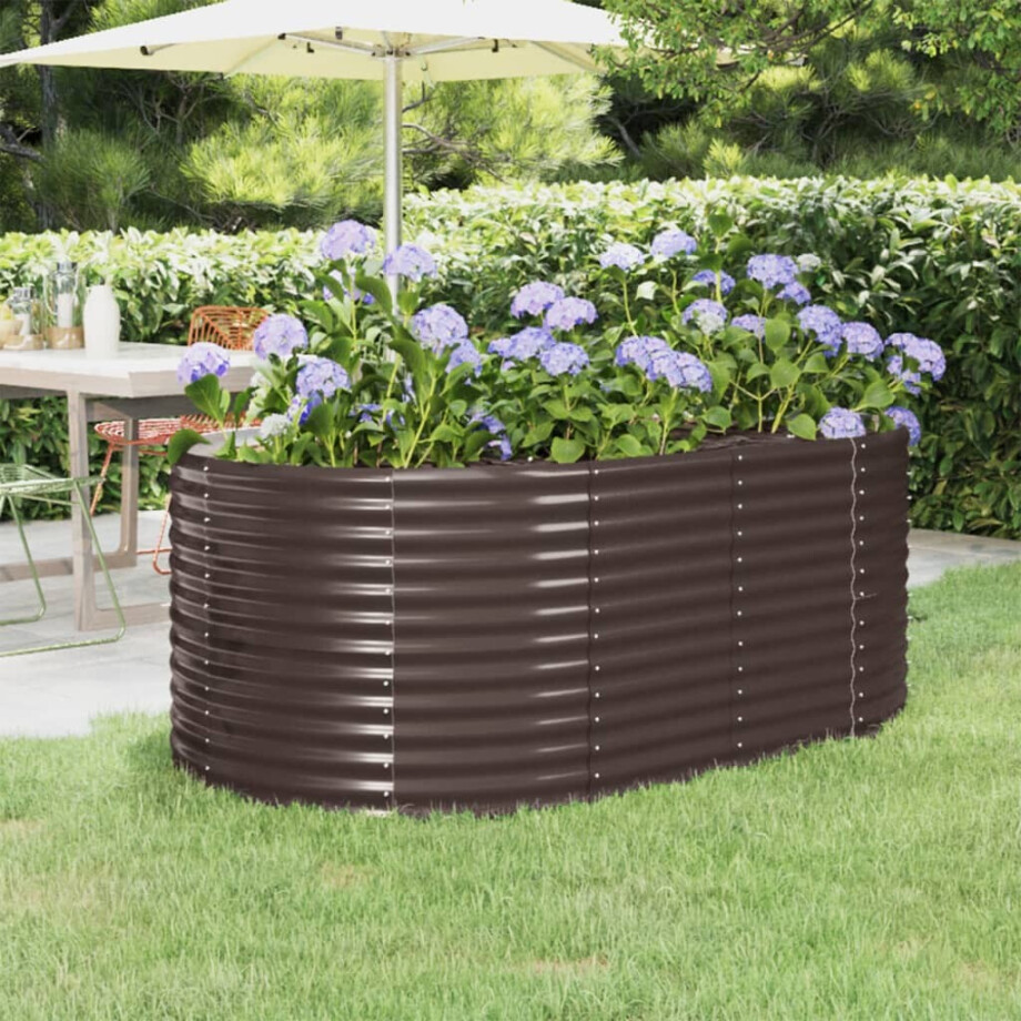 vidaXL Plantenbak 175x100x68 cm gepoedercoat staal bruin vidaXL Plantenbak 175x100x68 cm gepoedercoat staal bruin afbeelding 1