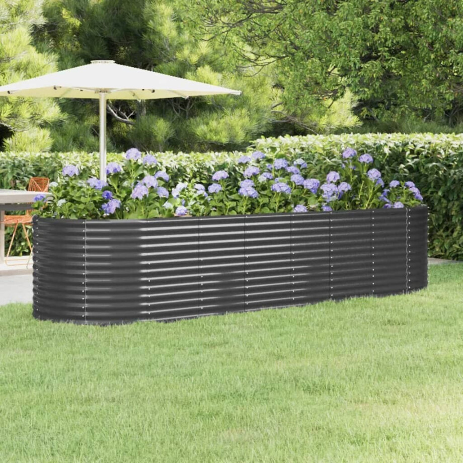 vidaXL Plantenbak 322x100x68 cm gepoedercoat staal antracietkleurig afbeelding 1