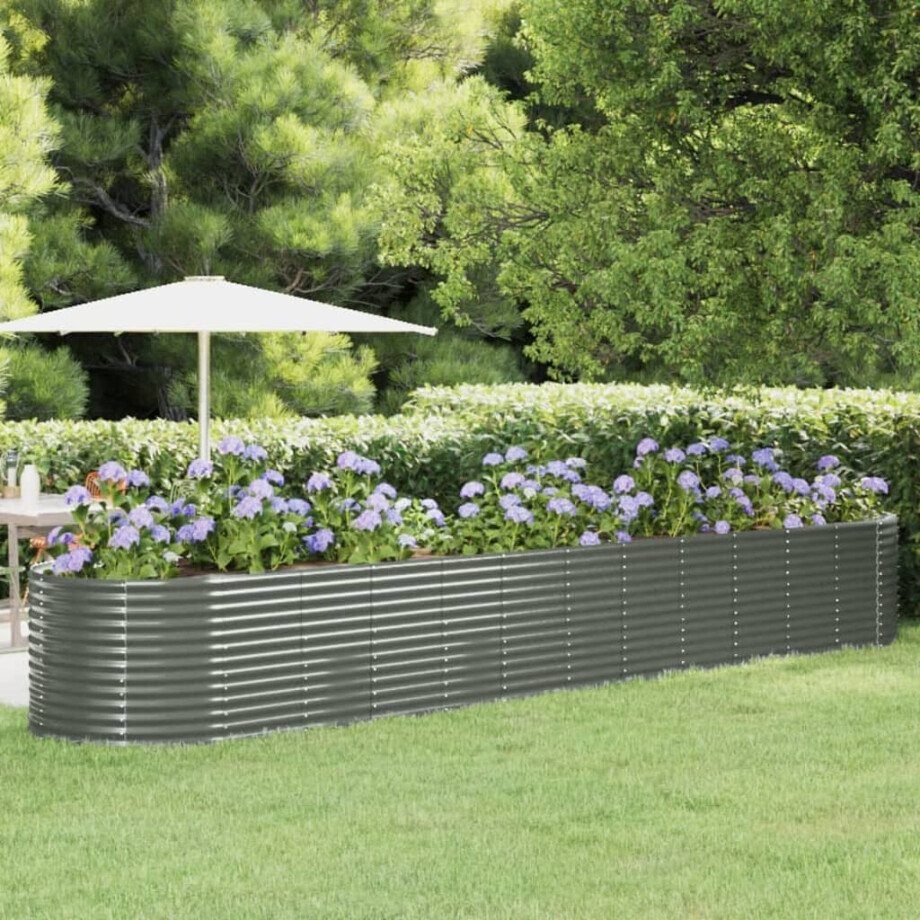 vidaXL Plantenbak 507x100x68 cm gepoedercoat staal grijs afbeelding 1