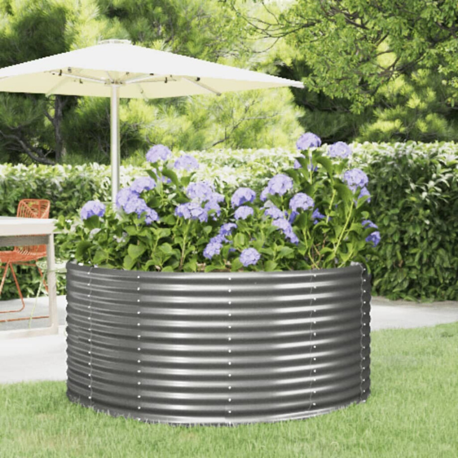 vidaXL Plantenbak 140x140x68 cm gegalvaniseerd staal grijs afbeelding 1