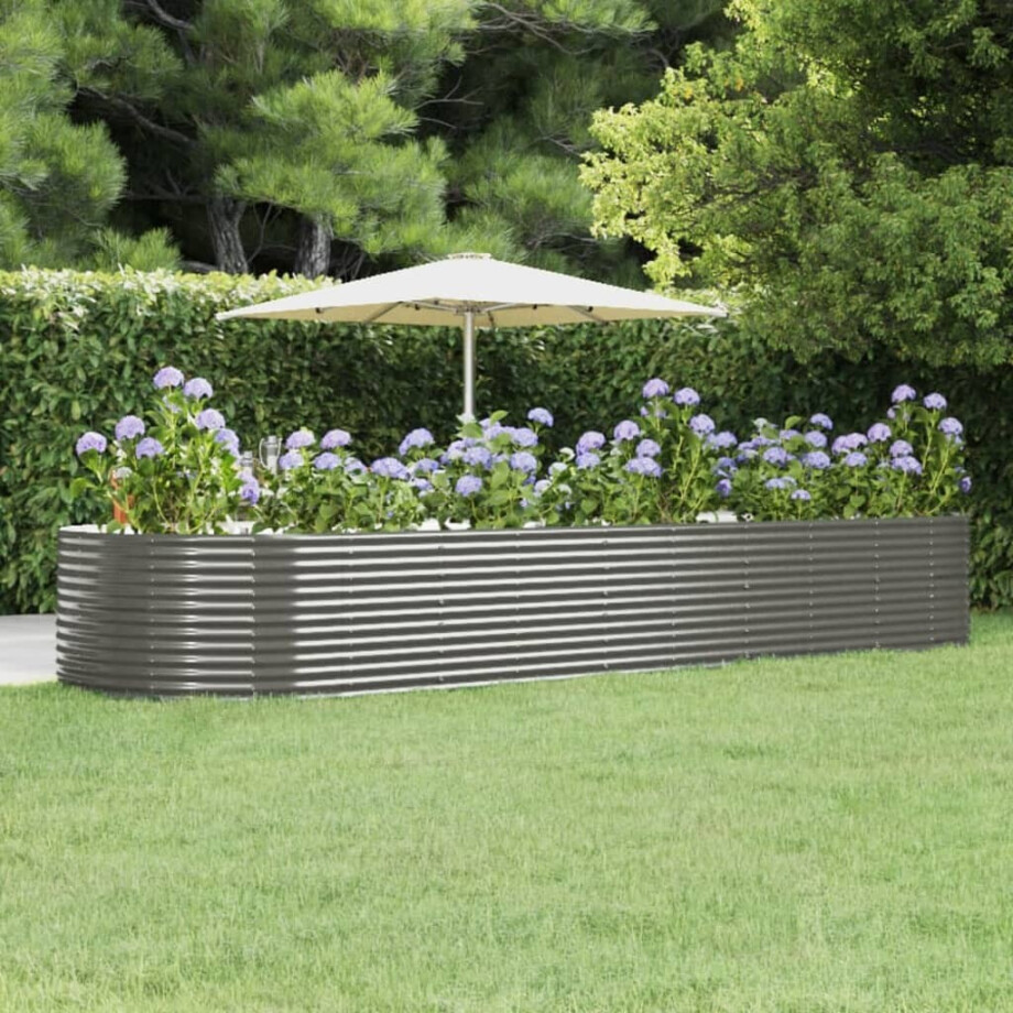 vidaXL Plantenbak 447x140x68 cm gegalvaniseerd staal grijs afbeelding 1