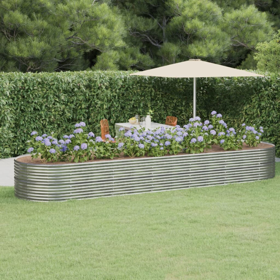 vidaXL Plantenbak 510x140x68 cm gepoedercoat staal zilverkleurig afbeelding 1