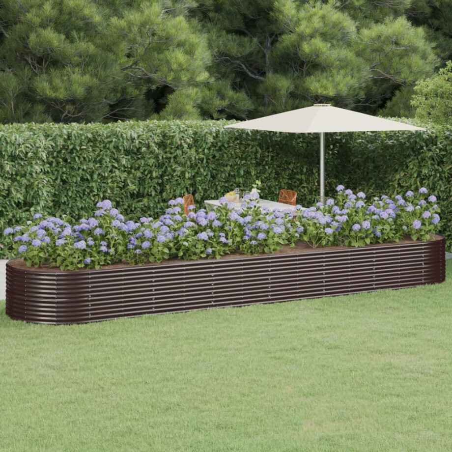 vidaXL Plantenbak 584x140x68 cm gepoedercoat staal bruin afbeelding 1