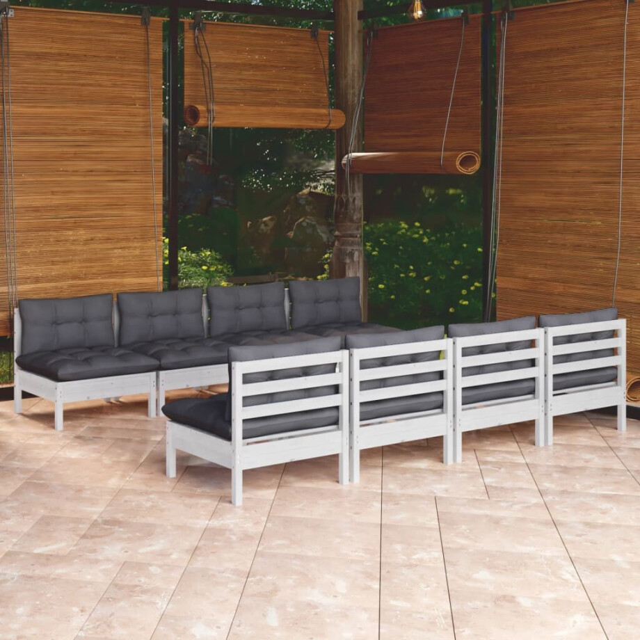 vidaXL 9-delige Loungeset met kussens massief grenenhout vidaXL 9-delige Loungeset met kussens massief grenenhout afbeelding 1