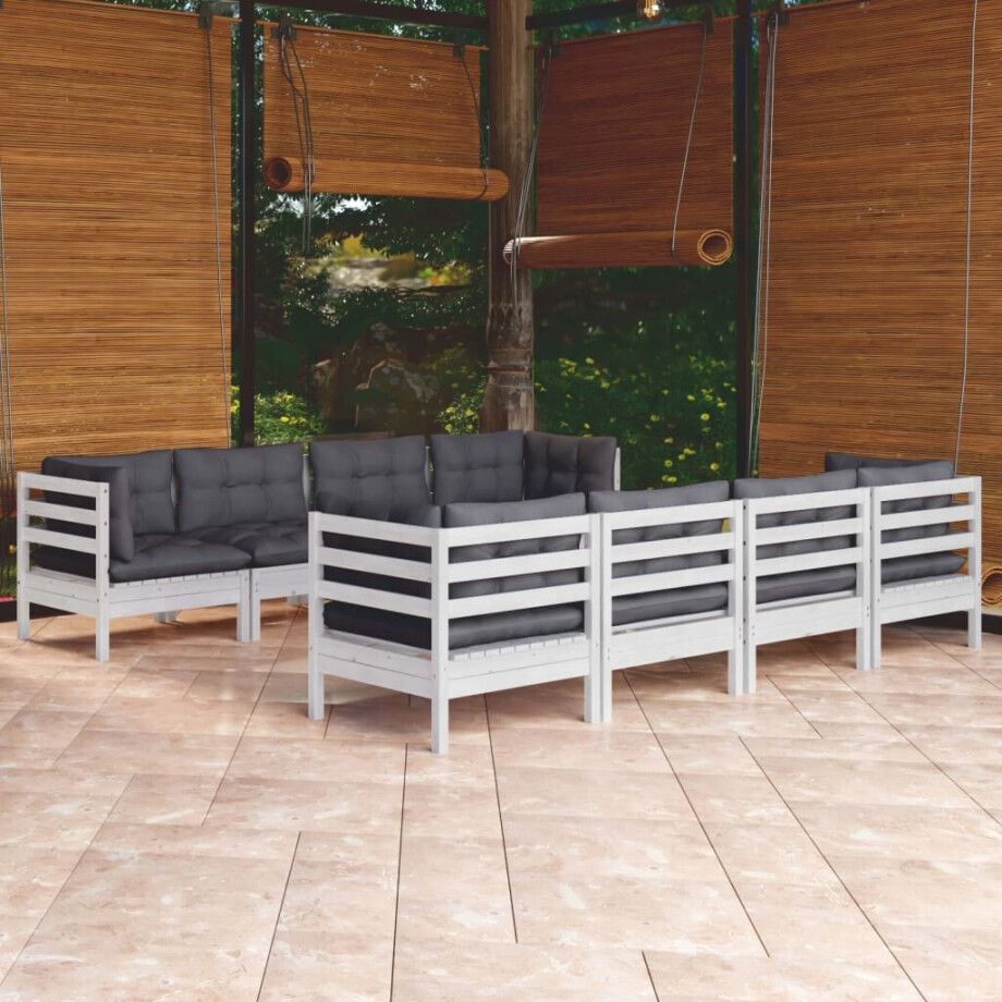 vidaXL 9-delige Loungeset met kussens massief grenenhout vidaXL 9-delige Loungeset met kussens massief grenenhout afbeelding 1
