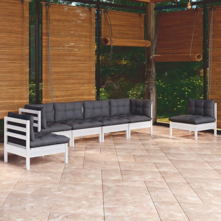 vidaXL 6-delige Loungeset met kussens massief grenenhout vidaXL 6-delige Loungeset met kussens massief grenenhout afbeelding 1