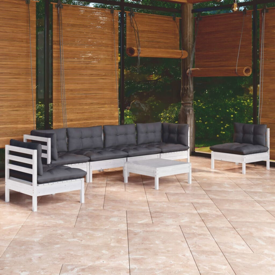 vidaXL 7-delige Loungeset met kussens massief grenenhout vidaXL 7-delige Loungeset met kussens massief grenenhout afbeelding 1