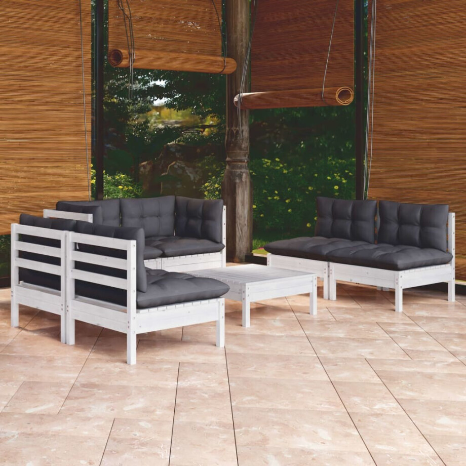 vidaXL 7-delige Loungeset met kussens massief grenenhout vidaXL 7-delige Loungeset met kussens massief grenenhout afbeelding 1