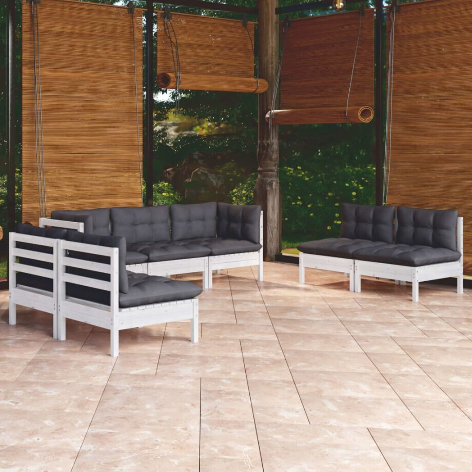 vidaXL 7-delige Loungeset met kussens massief grenenhout vidaXL 7-delige Loungeset met kussens massief grenenhout afbeelding 1