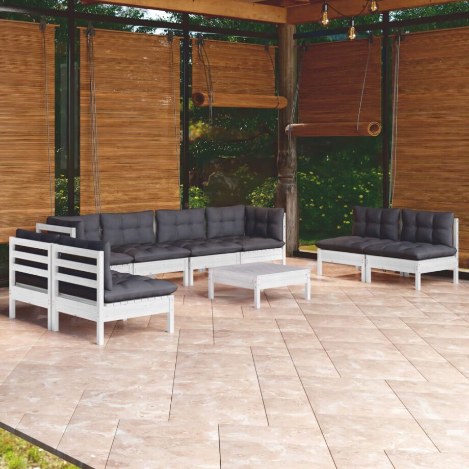 vidaXL 9-delige Loungeset met kussens massief grenenhout vidaXL 9-delige Loungeset met kussens massief grenenhout afbeelding 1