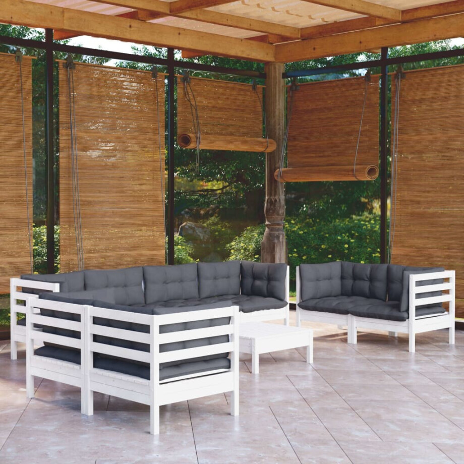 vidaXL 9-delige Loungeset met kussens massief grenenhout vidaXL 9-delige Loungeset met kussens massief grenenhout afbeelding 1