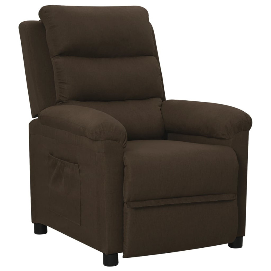 vidaXL Fauteuil verstelbaar stof donkerbruin afbeelding 1