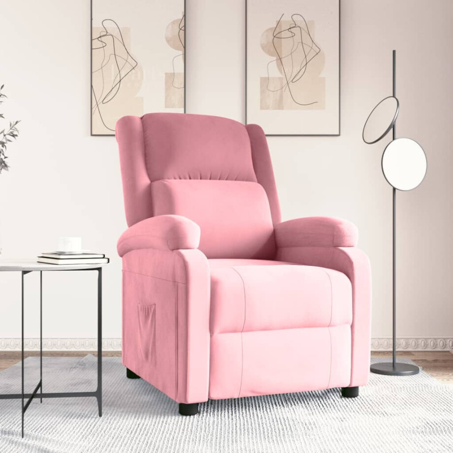 vidaXL Fauteuil verstelbaar fluweel roze vidaXL Fauteuil verstelbaar fluweel roze afbeelding 1