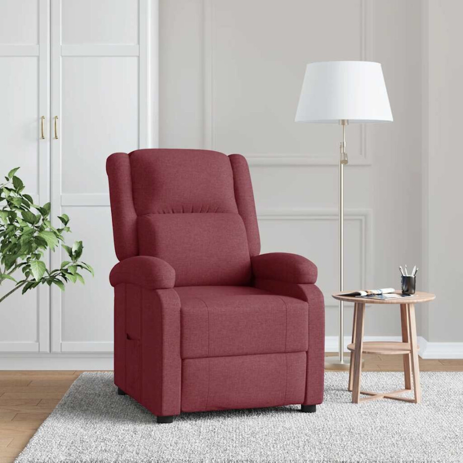 vidaXL Fauteuil verstelbaar stof wijnrood afbeelding 1