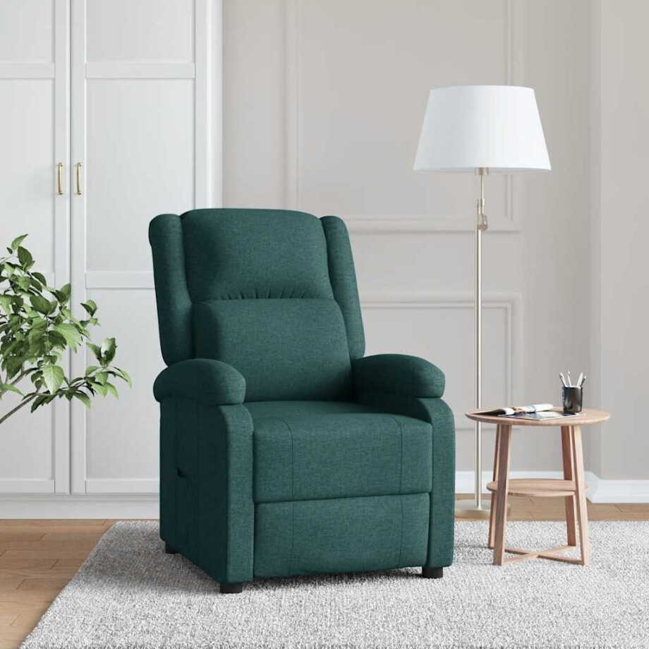 vidaXL Fauteuil verstelbaar stof donkergroen afbeelding 1