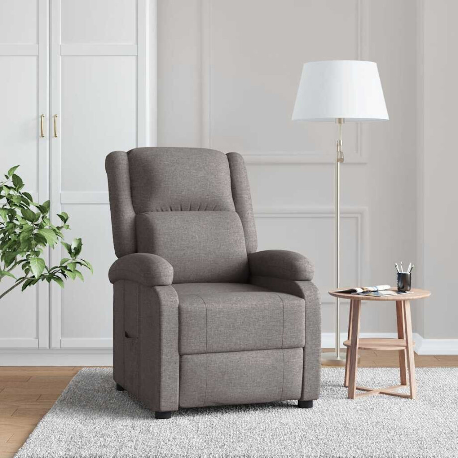 vidaXL Fauteuil verstelbaar stof taupe afbeelding 1