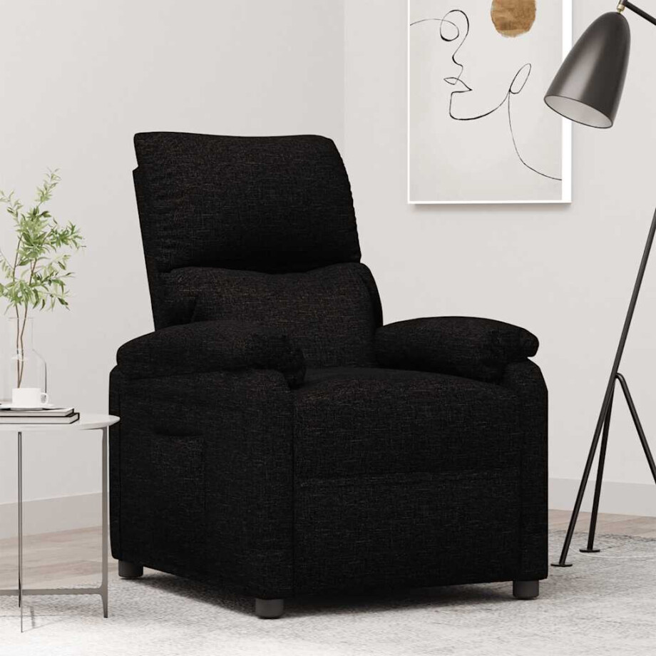 vidaXL Fauteuil verstelbaar stof zwart afbeelding 1