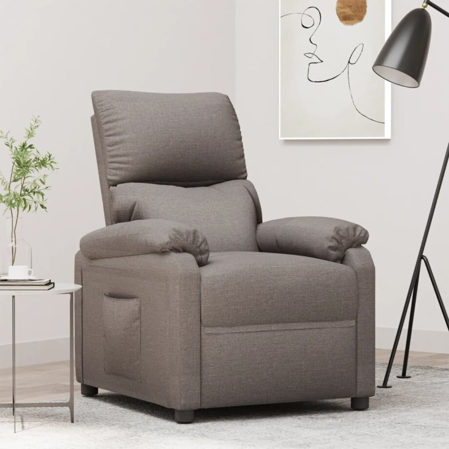 vidaXL Fauteuil verstelbaar stof taupe afbeelding 1