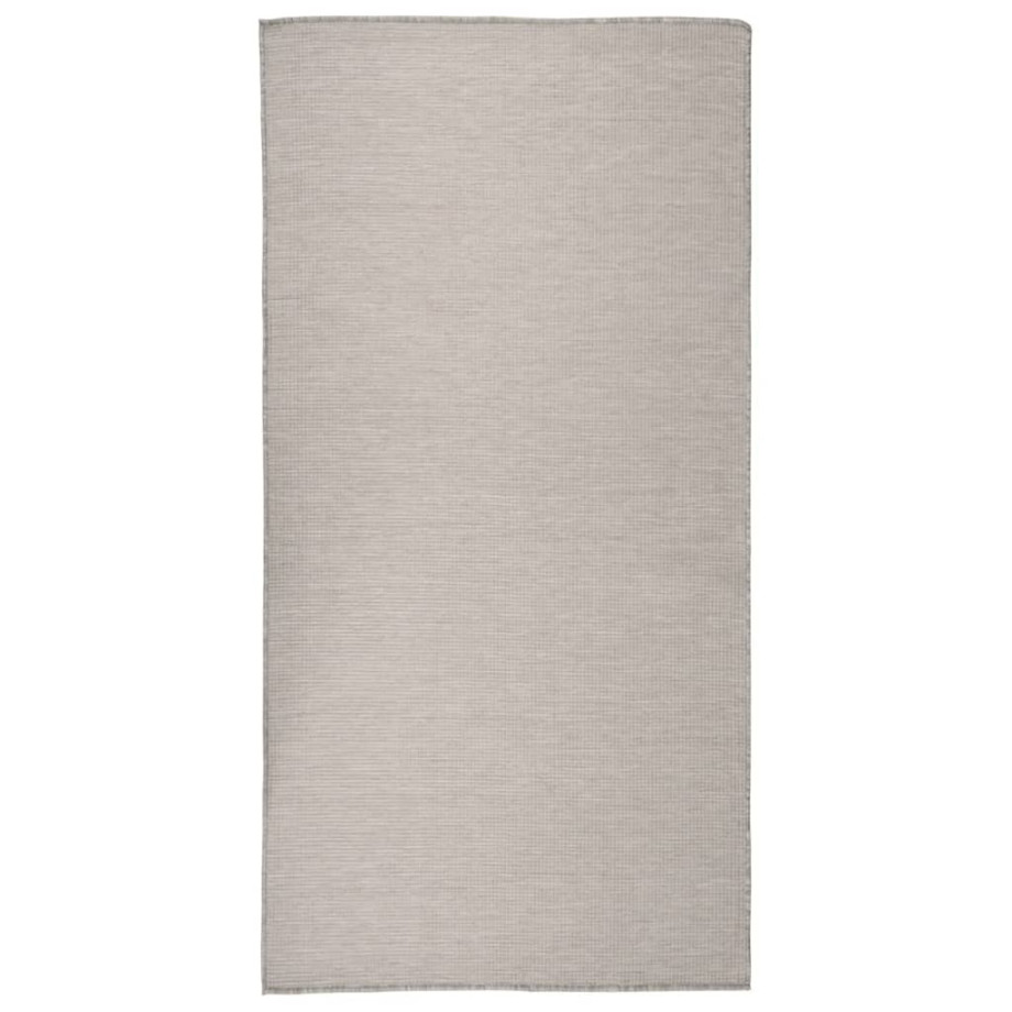 vidaXL Buitenkleed platgeweven 100x200 cm taupe afbeelding 1